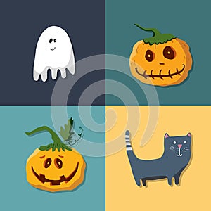 Halloween icons set, design elements, vector illustration