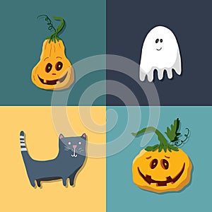 Halloween icons set, design elements, vector illustration