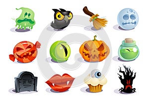 Halloween icons and symbols set