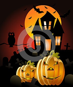 Halloween illustration. Halloween pumpkin. Text, halloweeen.