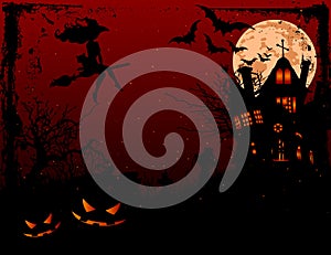 Halloween illustration of haunted house