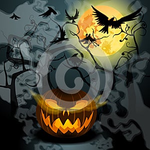 Halloween illustration with Jack OLantern