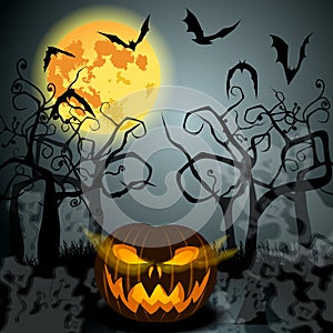 Halloween illustration with Jack OLantern