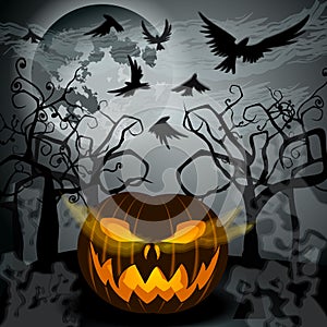 Halloween illustration with Jack OLantern