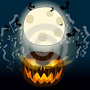 Halloween illustration with Jack OLantern photo