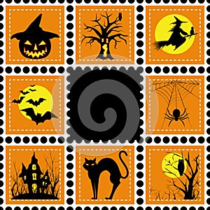 Halloween illustration set of stamp