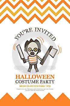 Halloween invitation card for costume night party cute kid