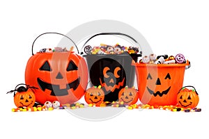 Halloween Jack o Lantern candy collectors isolated on white photo