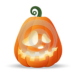 Halloween Jack O Lantern glowing pumpkin with funny face expression - isolated on transparent background