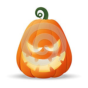 Halloween Jack O Lantern glowing pumpkin with funny face expression - isolated on transparent background