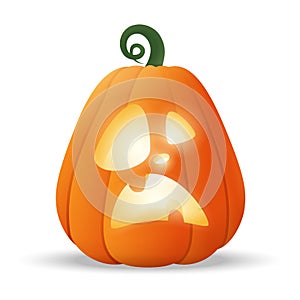 Halloween Jack O Lantern glowing pumpkin with funny face expression - isolated on transparent background