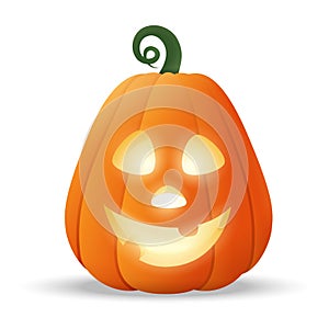 Halloween Jack O Lantern glowing pumpkin with funny face expression - isolated on transparent background