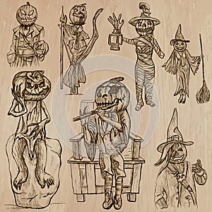 Halloween, Jack o Lantern - An hand drawn vector pack photo