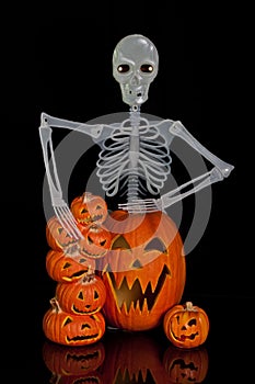 Halloween Jack O Lantern and Skeleton