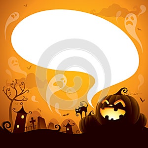 Halloween Jack-o-lantern with speech bubble