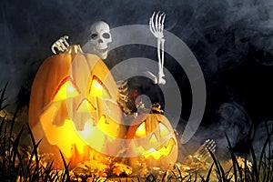 Halloween Jack-O-Lanterns and Ghoul photo