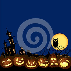 Halloween Jack O lanterns pumpkin night illustration