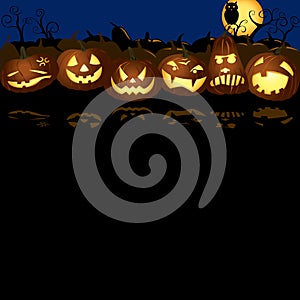 Halloween Jack O lanterns pumpkin night illustration