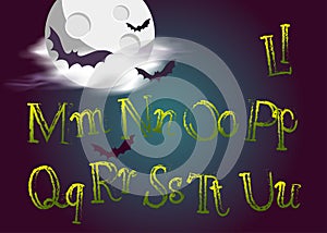 Halloween Jumping Letters. Evil Vector Type in Gothic Style for