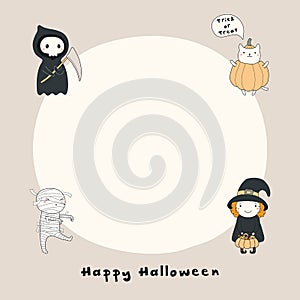 Halloween layout with kawaii characters