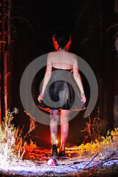 Halloween looking witch back view