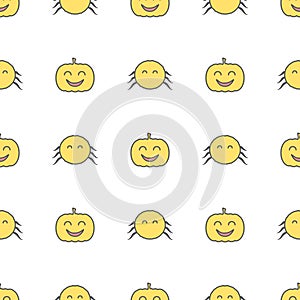 Halloween loopable background. Spider and jack o lantern seamless pattern.