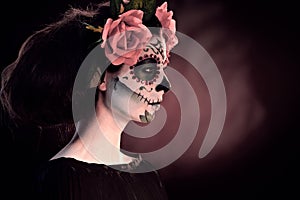 Halloween makeup Santa Muerte mask photo