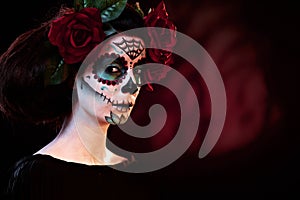 Halloween makeup Santa Muerte mask photo