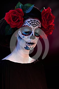 Halloween makeup Santa Muerte mask photo