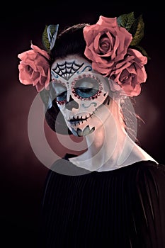 Halloween makeup Santa Muerte mask photo