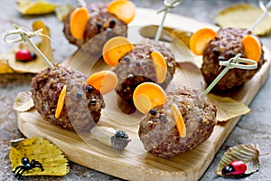 Halloween meatball mice