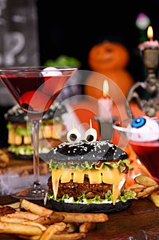 Halloween Monster black burger