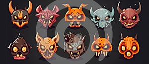 Halloween Monster Head Set Generative AI