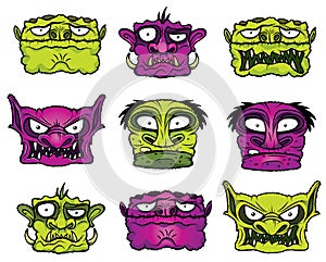 Halloween monster horror zombie heads