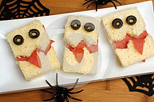 Halloween monster sandwiches