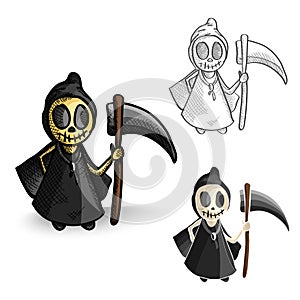 Halloween monsters spooky reapers set.