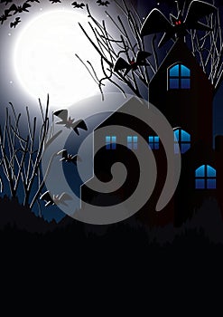 Halloween moon bat house