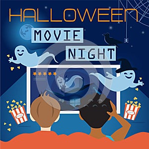 Halloween Movie Night Illustration, Site Cover