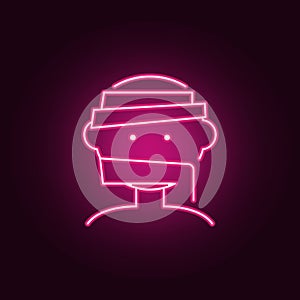 Halloween mummy head icon. Elements of Halloween in neon style icons. Simple icon for websites, web design, mobile app, info