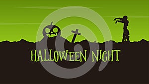 Halloween night animation on green