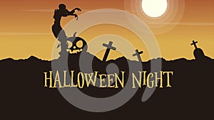 Halloween night animation on green