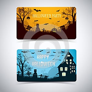 Halloween Night Cartoon Style Banners