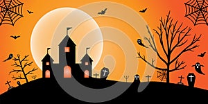 Halloween Night Concept Vector Banner