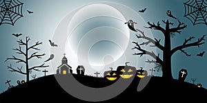 Halloween Night Concept Vector Banner