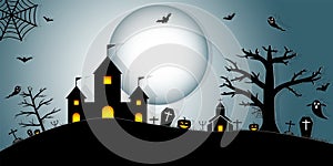 Halloween Night Concept Vector.paper art style