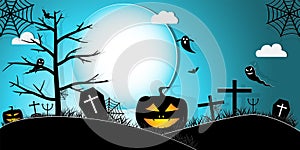 Halloween Night Concept Vector.paper art style