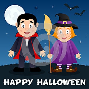 Halloween Night - Dracula & Cute Witch