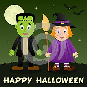 Halloween Night - Frankenstein & Witch