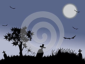 Halloween night with full moon