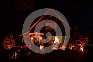 Halloween night lights decorating house